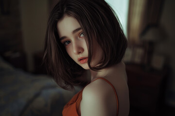 Fototapeta premium Lovely and charming display of a model' s natural beauty