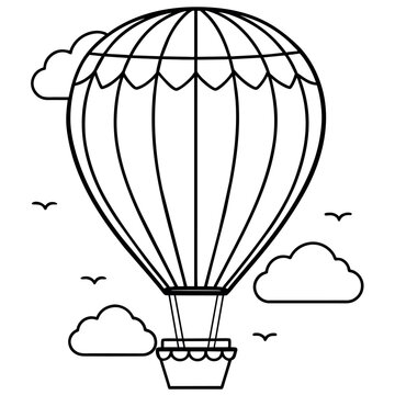 recommend clip art: Hot air balloon outline illustration digital coloring book page line art drawing