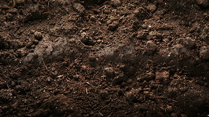 Closeup of brown soil and dirt as a symbol for agriculture and gardening