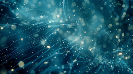 Obraz premium Abstract Futuristic Blue Network with Glowing Particles and Digital Connections