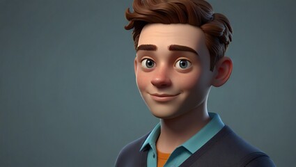 3d render. Cartoon character young man