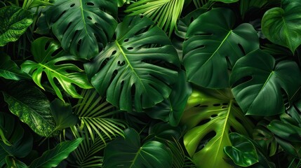 Collection of tropical leaves  foliage plant in green color with space clean isolated background