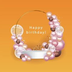 Photo zone for a birthday or a party. A banner for social networks with cute balloons.