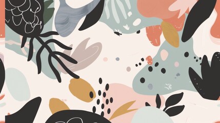Naklejka premium Abstract japandi and scandinavian style print soft tones and shapes conveying a sense of tranquility and beauty. Great as product design for posters, home interior