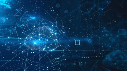 Obraz premium Technology networking and digital communication in business with cloud computing concept web storage for data global social media ai server online binary illustration background modern futuristic