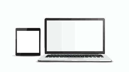 Laptop and tablet on white backgrounddd Vector stylee vector