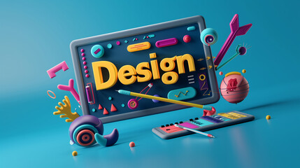 Creative 3D Design Concept with Vibrant Graphics and Design Elements