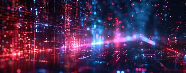 Digital binary code matrix background, a scientific technology data binary code network conveying connectivity, complexity and data flood of modern digital age