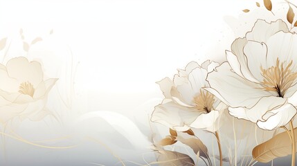 Elegant beige and gold floral background with abstract design.