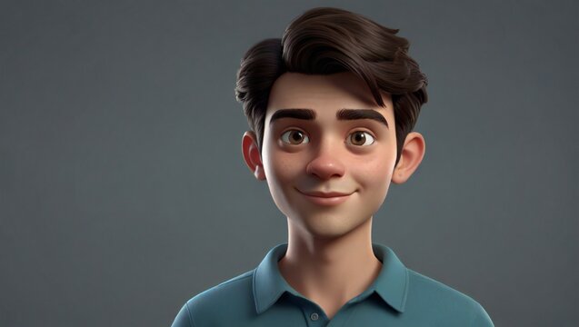3d render. Cartoon character young man
