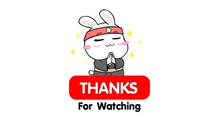 Thanks for watching animation, rabbit ninja on white background