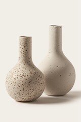 Ceramic Speckled Stonewear Hand Thrown Vase Vases | Trending Backdrop Background Neutral Minimalist Simple Minimal Color | Beige Tan White | Luxury Interior Product