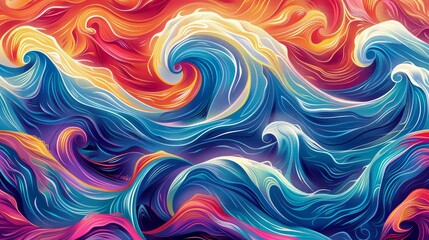 Obraz premium Colorful swirls intertwine in a mesmerizing dance of digital waves