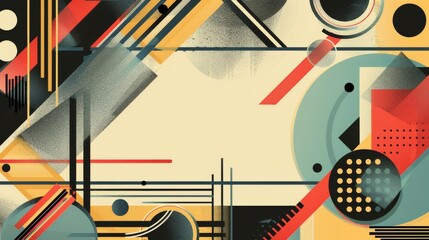 Geometric shapes and lines in a retro futuristic abstract design