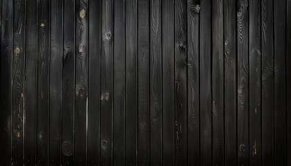 Obsidian Grain: Detailed Close-Up of Dark Black Wooden Fence Texture