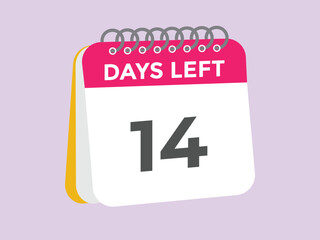 14 days to go countdown template. 14 day Countdown left days banner design. 14 Days left countdown timer
