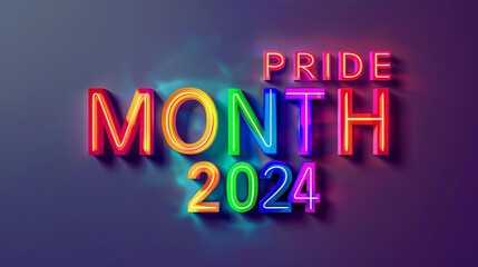 A neon sign displaying the words Pride Month 2012 in bright, colorful lights against a dark background. The sign is illuminated and stands out in the night.