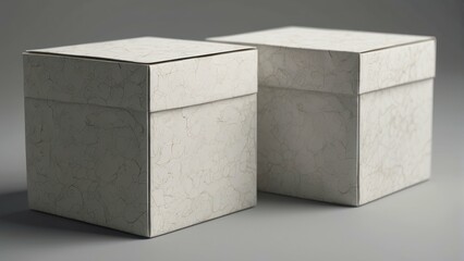 Minimalistic white cardboard box on a neutral background