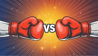 Iconic boxing match poster two gloves with vs text in center for intense versus showdown