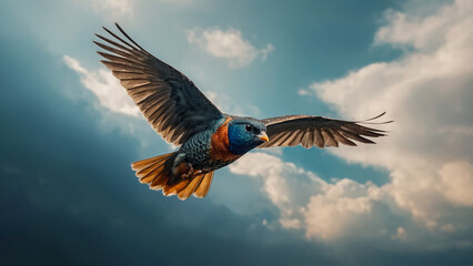 Obraz premium Dove in the air with wings wide open Angel Bird in Heaven. 