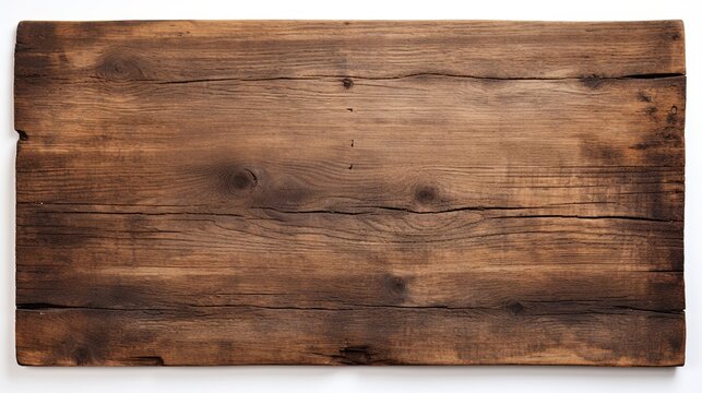 Old wooden sign plank texture isolated on white background.