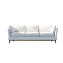 White sofa isolated on transparent background PNG, 3D render 