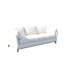 White sofa isolated on transparent background PNG, 3D render 