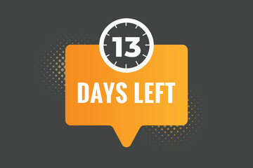 13 days to go countdown template. 13 day Countdown left days banner design. 13 Days left countdown timer
