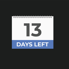 13 days to go countdown template. 13 day Countdown left days banner design. 13 Days left countdown timer
