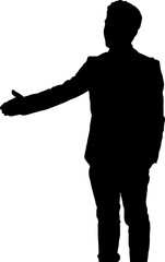 Silhouette of a man holding hands with someone