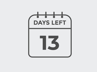 13 days to go countdown template. 13 day Countdown left days banner design. 13 Days left countdown timer
