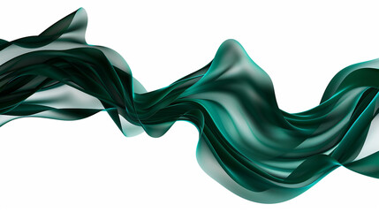 Dark emerald green wavy abstract design, perfectly isolated on a white background, high-resolution capture.
