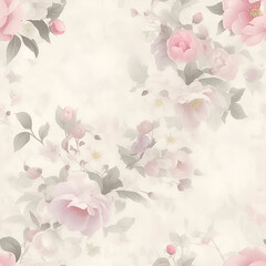 pink background with roses, floral print, Continuous in four directions