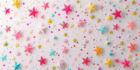  Colorful background with confetti of colorful stars on white background, for greeting cards and new year celebrations, birthday party backdrop Shining with Elegance Stunning Star Border Collection 
