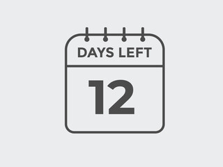 12 days to go countdown template. 12 day Countdown left days banner design. 12 Days left countdown timer
