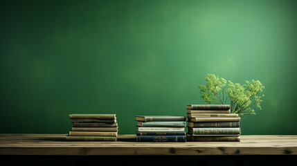 Open book isolated on green background