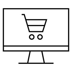 Online shopping on laptop computer icon for apps and websites