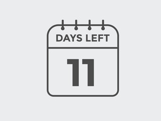 11 days to go countdown template. 11 day Countdown left days banner design. 11 Days left countdown timer
