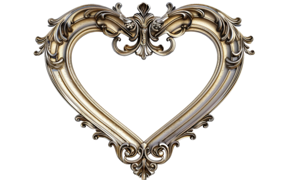 Heart Frame for Cherished Memories Isolated on Transparent Background PNG.
