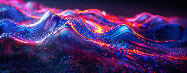 A mesmerizing view of multicolored digital waves, depicting fluid motion in a modern tech visualization.