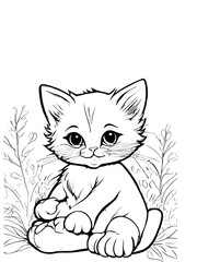 Fototapeta premium Kitten line art 
