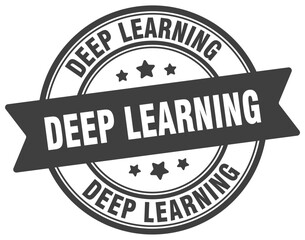 deep learning stamp. deep learning label on transparent background. round sign