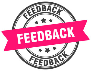 feedback stamp. feedback label on transparent background. round sign