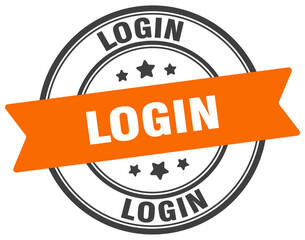 login stamp. login label on transparent background. round sign