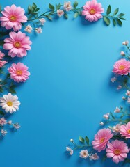 frame of flowers and leaves