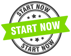 start now stamp. start now label on transparent background. round sign