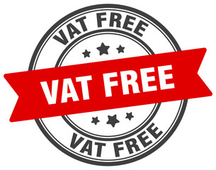 vat free stamp. vat free label on transparent background. round sign