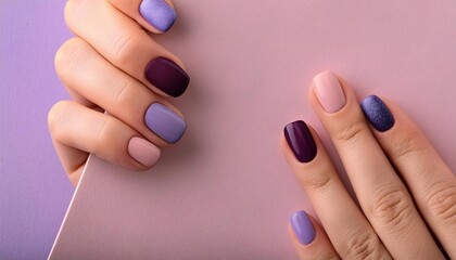 Beautiful woman, meticulously applies nail polish. Her focus is intense, yet serene, as she creates a perfect, glossy finish on each fingertip