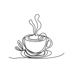 coffee cup minimal design hand drawn one line style drawing, one line art continuous drawing, coffee cup single line art 