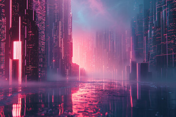 An eerie 3D visualization of a digital landscape where data privacy and security are constantly under siege by AI-driven malware 